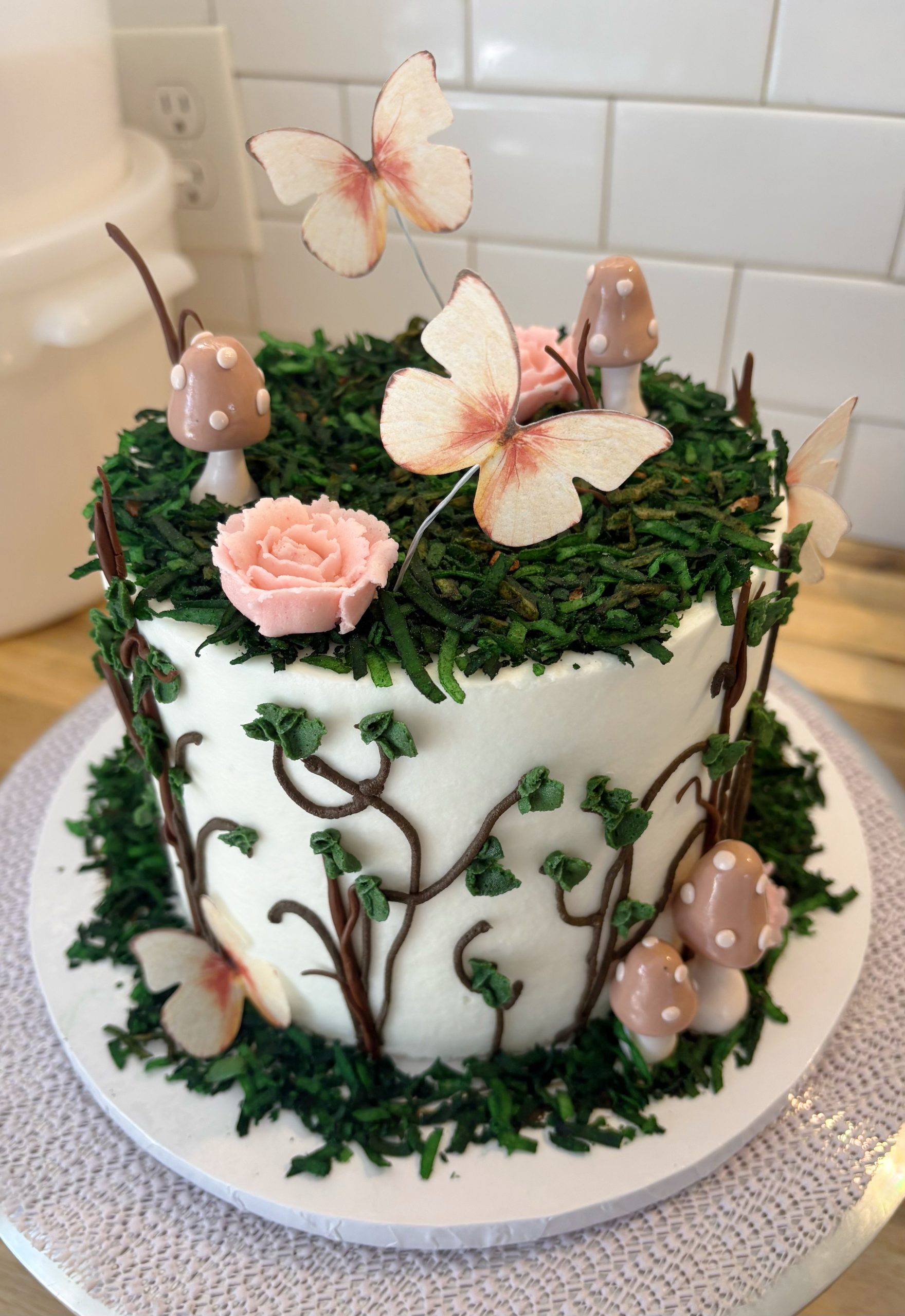 Blue floral tiered cakes
